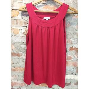 Dressbarn 2x Red Sleeveless Scoop Neck Blouse